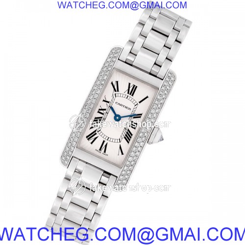 Cartier WB7018L1 Tank Americaine Quartz Female 18k White Gold