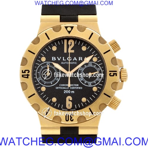 Bvlgari SC 38 C Diagono Acqua Scuba Automatic Unisex 18k Yellow Gold