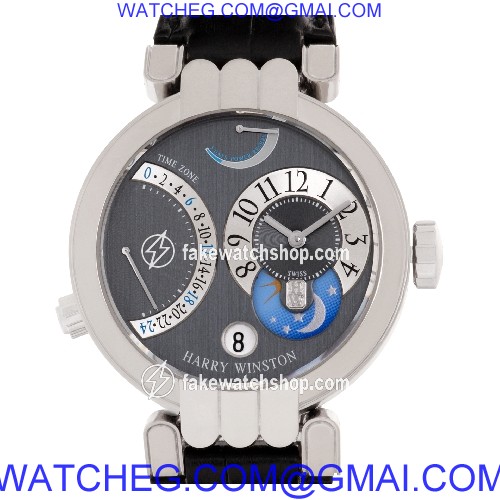 Harry Winston 200.mmtz39w Excenter Timezone Manual Unisex 18k White Gold