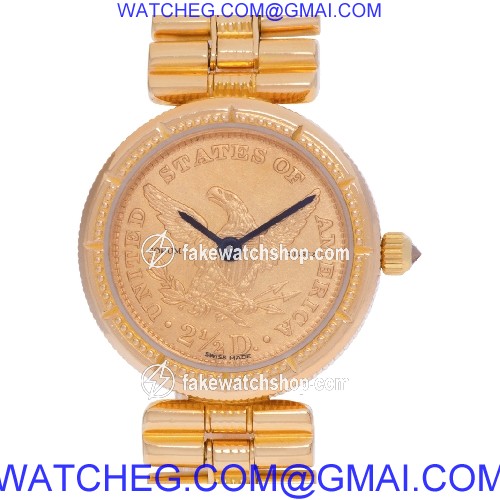 Corum 1852 $2.50 gold coin Quartz Female 18k yellow gold