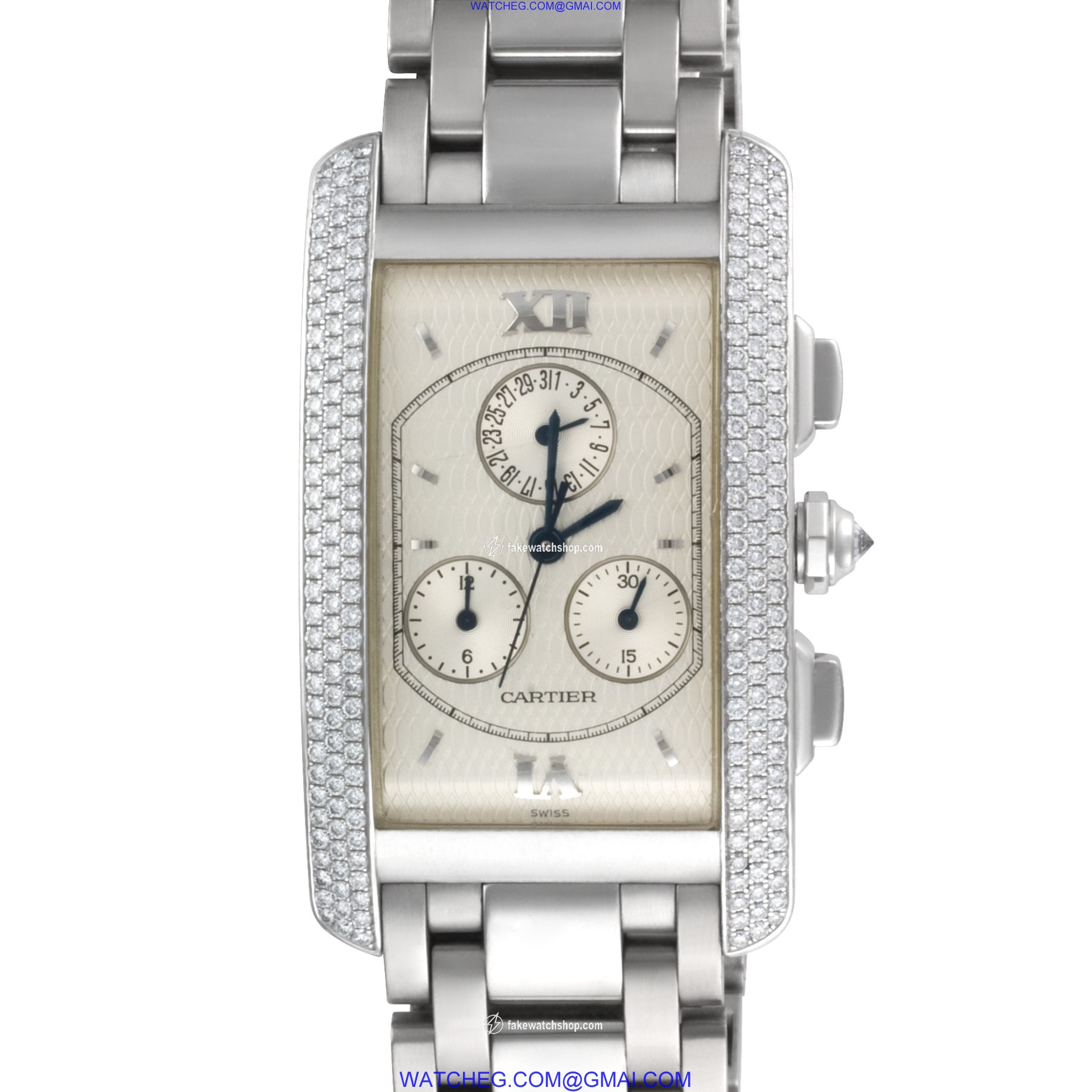 Cartier cc352173 Tank Americaine Quartz Male 18k White Gold