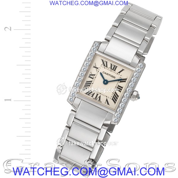 Cartier WE1002S3 Tank Francaise Quartz Female 18k White Gold