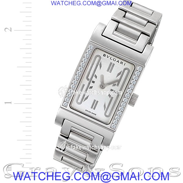 Bvlgari RTW39G Rettangolo Quartz Female 18k White Gold