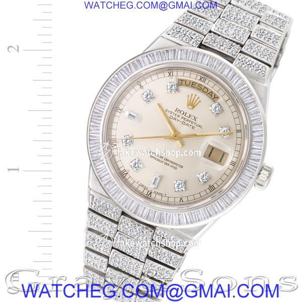 Rolex 19019 Day-Date Quartz Male 18k White Gold