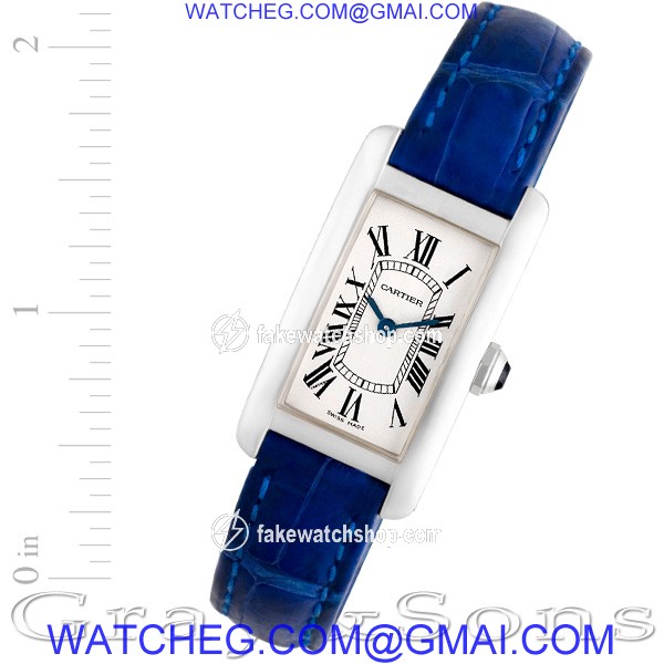 Cartier SM10782 Americaine Tank Quartz Female 18k White Gold