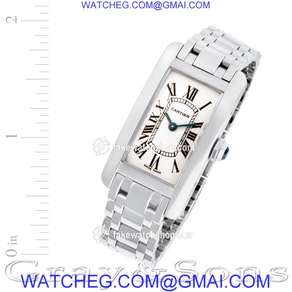 Cartier w26019L1 Tank American Quartz Female 18k White Gold