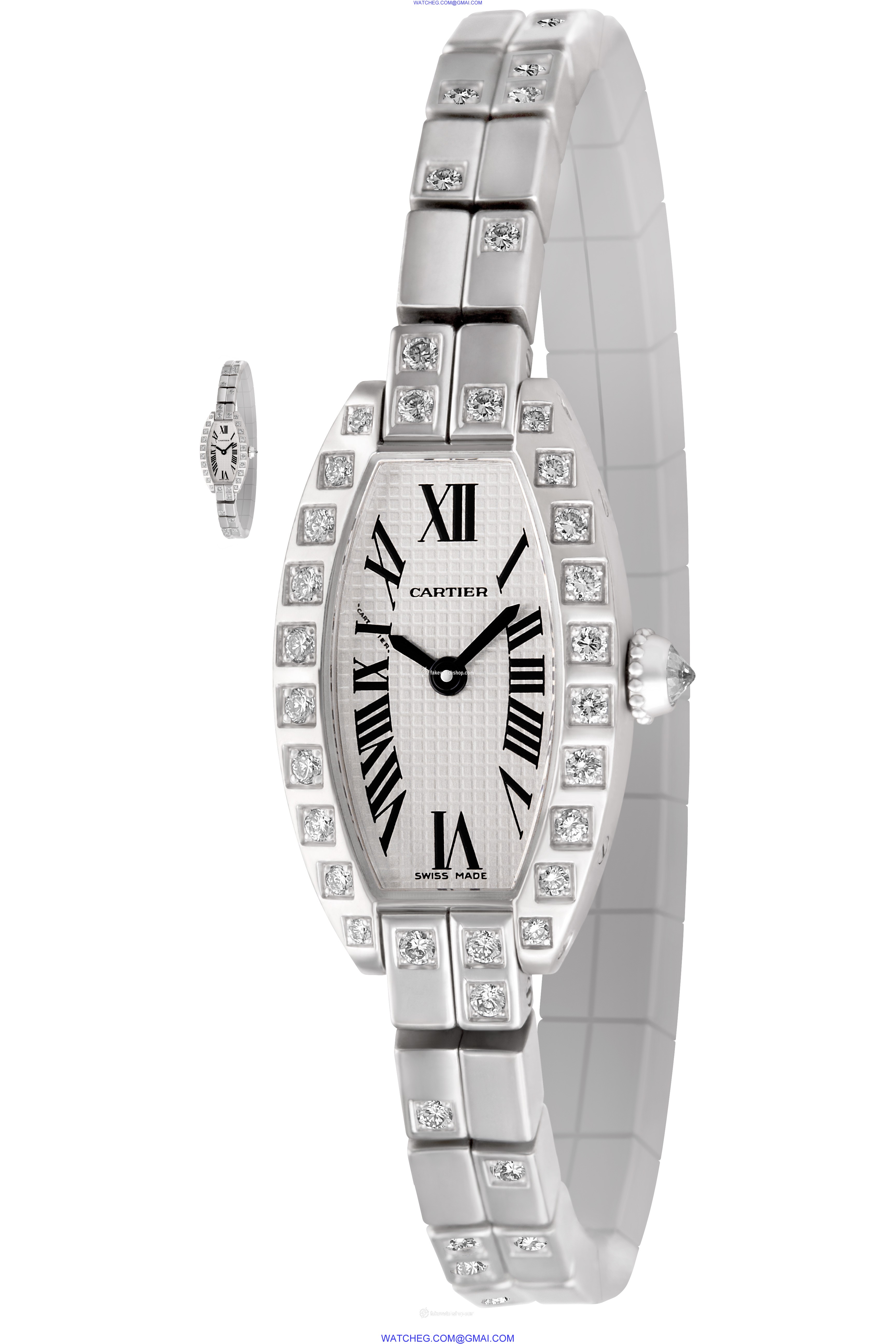 Cartier 47422 CE Tonneau Quartz Female 18k White Gold