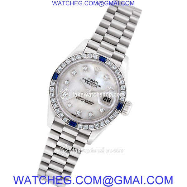 Rolex 69089 Datejust Automatic Female 18k White Gold