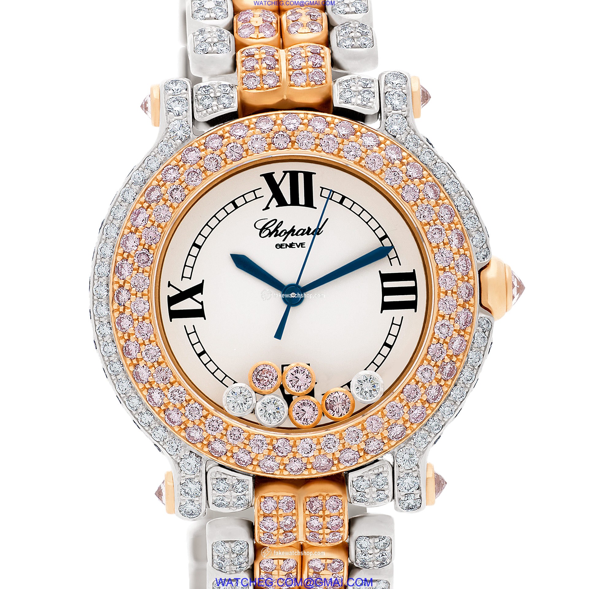 Chopard 27/6181-29 Happy Sport Quartz Female 18k White and Pink Gold