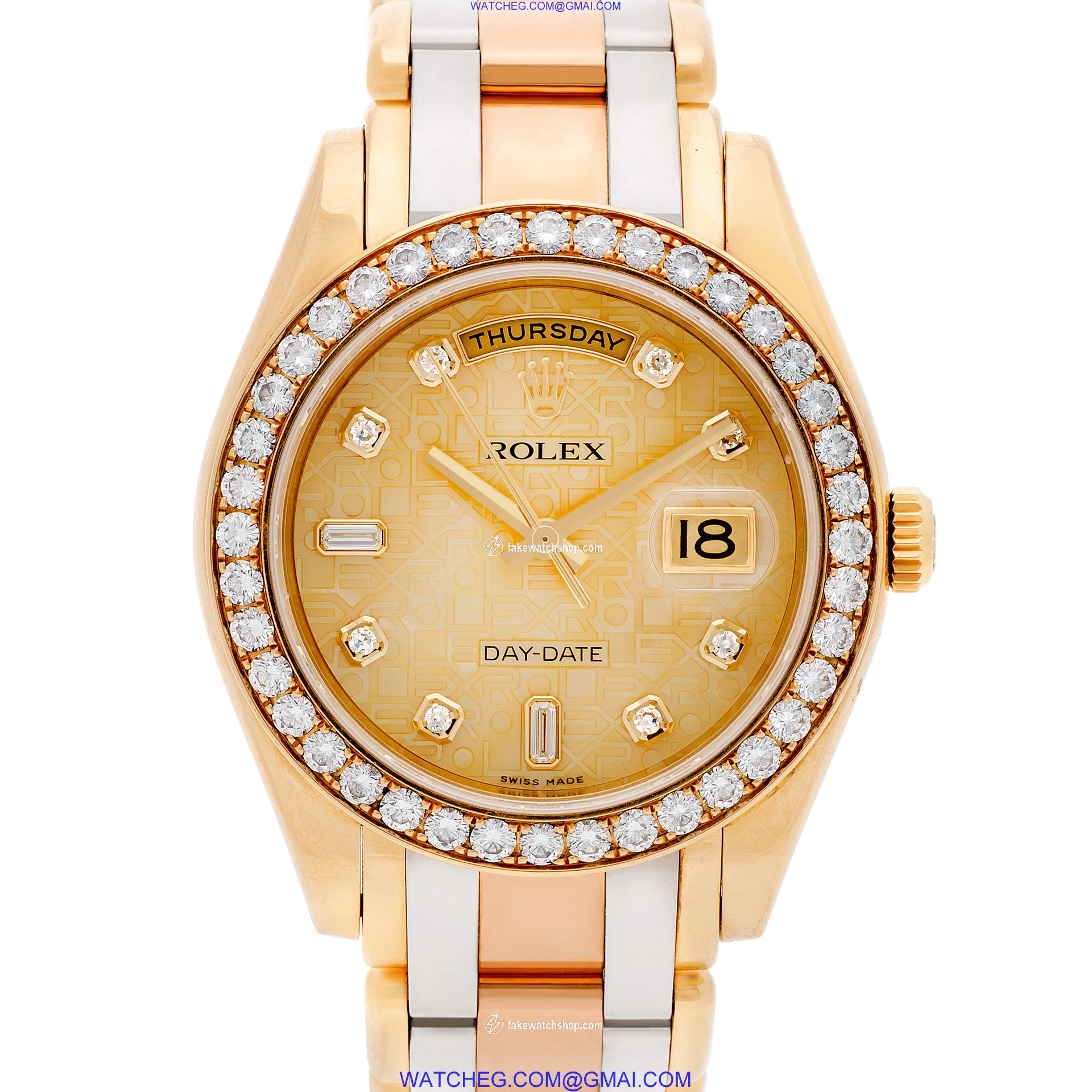 Rolex 18948 Masterpiece Automatic Male 18k White, Yellow & Pink Gold