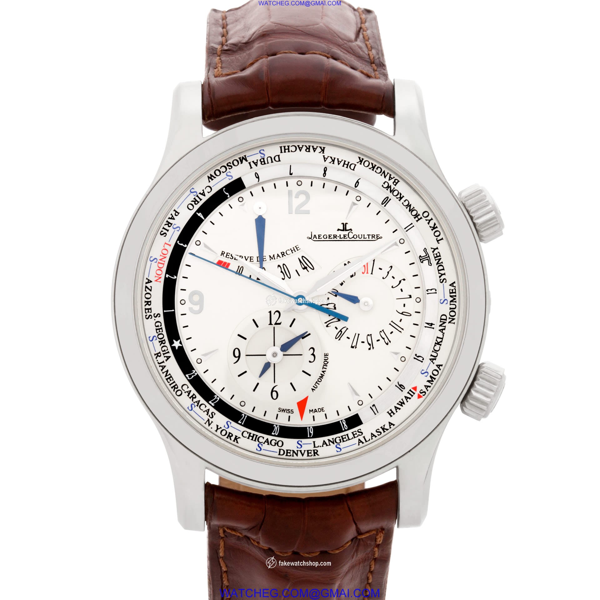 Jaeger LeCoultre Q1528420 Master World Geographic Automatic Male Stainless Steel
