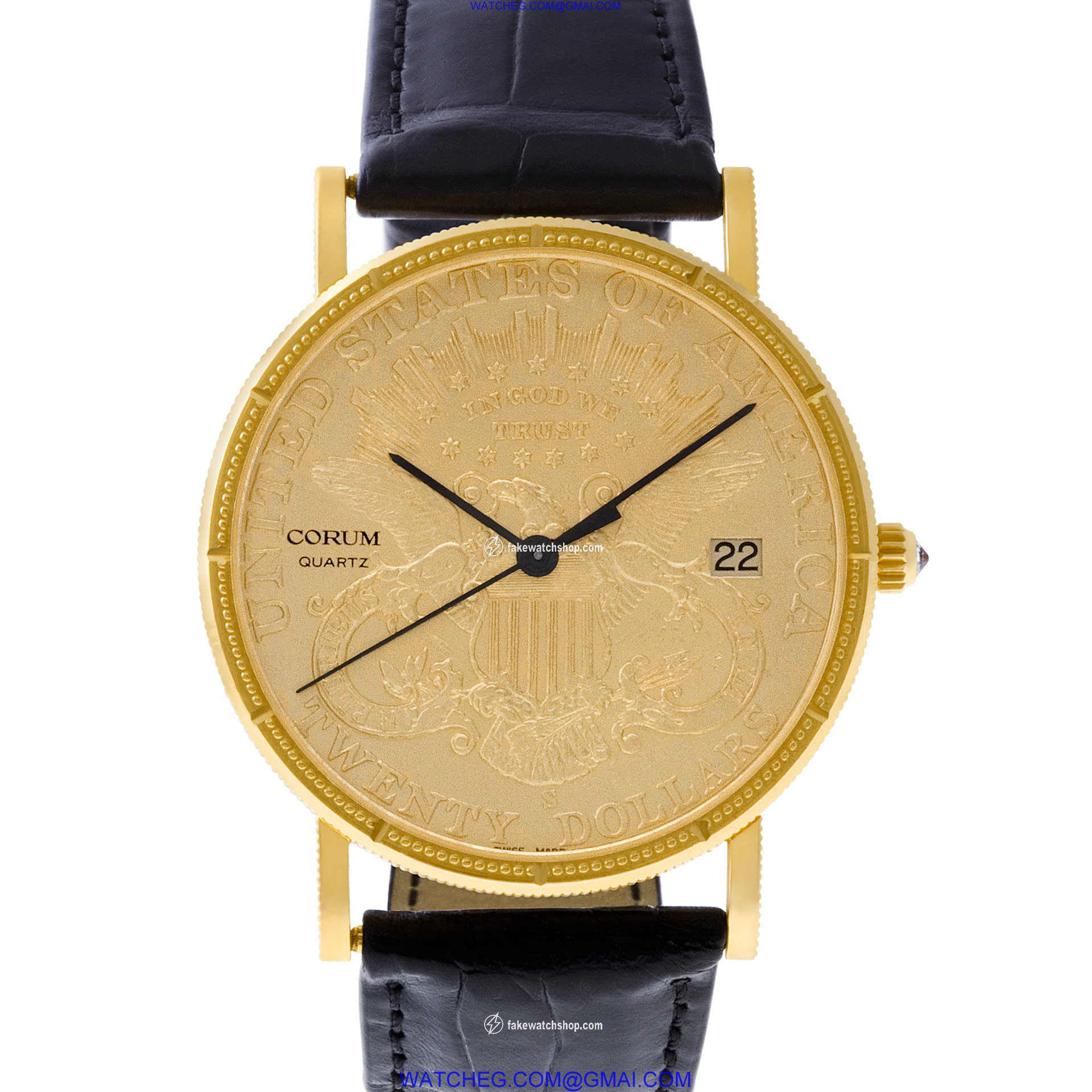 Corum 1902 $20 gold piece Quartz Male 18k yellow gold