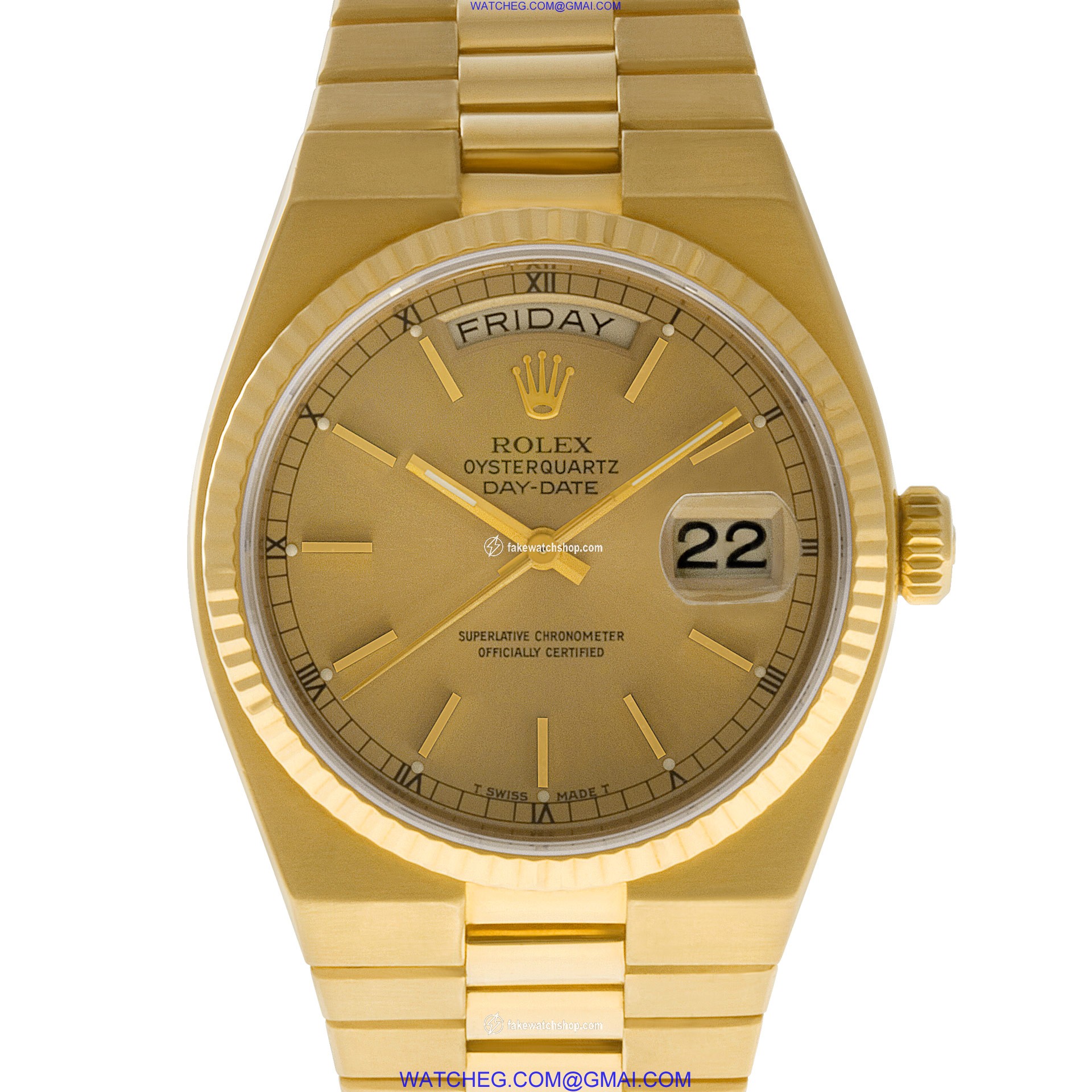 Rolex 19018 Oysterquartz Day Date Quartz Male 18k Yellow Gold