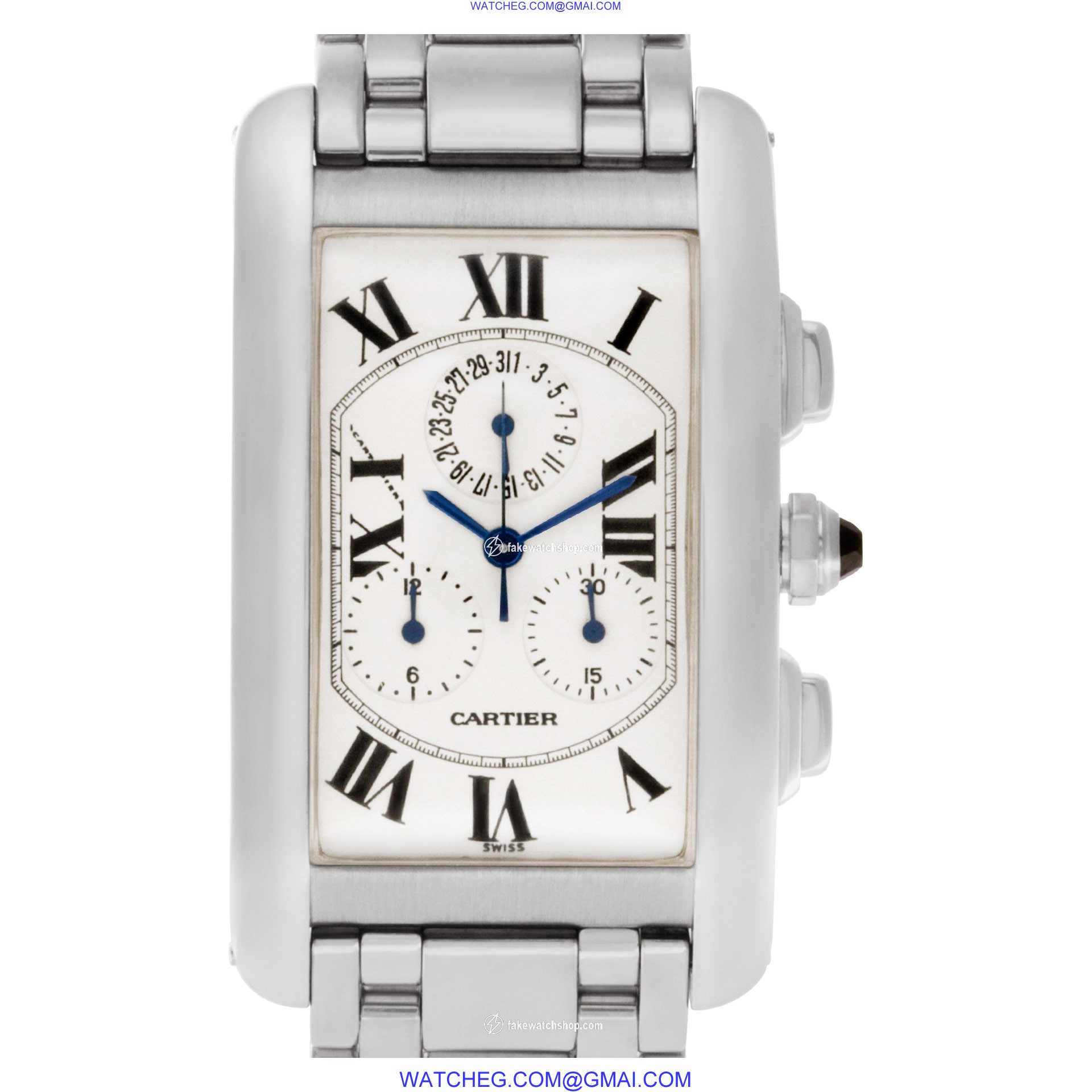 Cartier W26033L1 Tank Americaine Quartz Male 18k White Gold