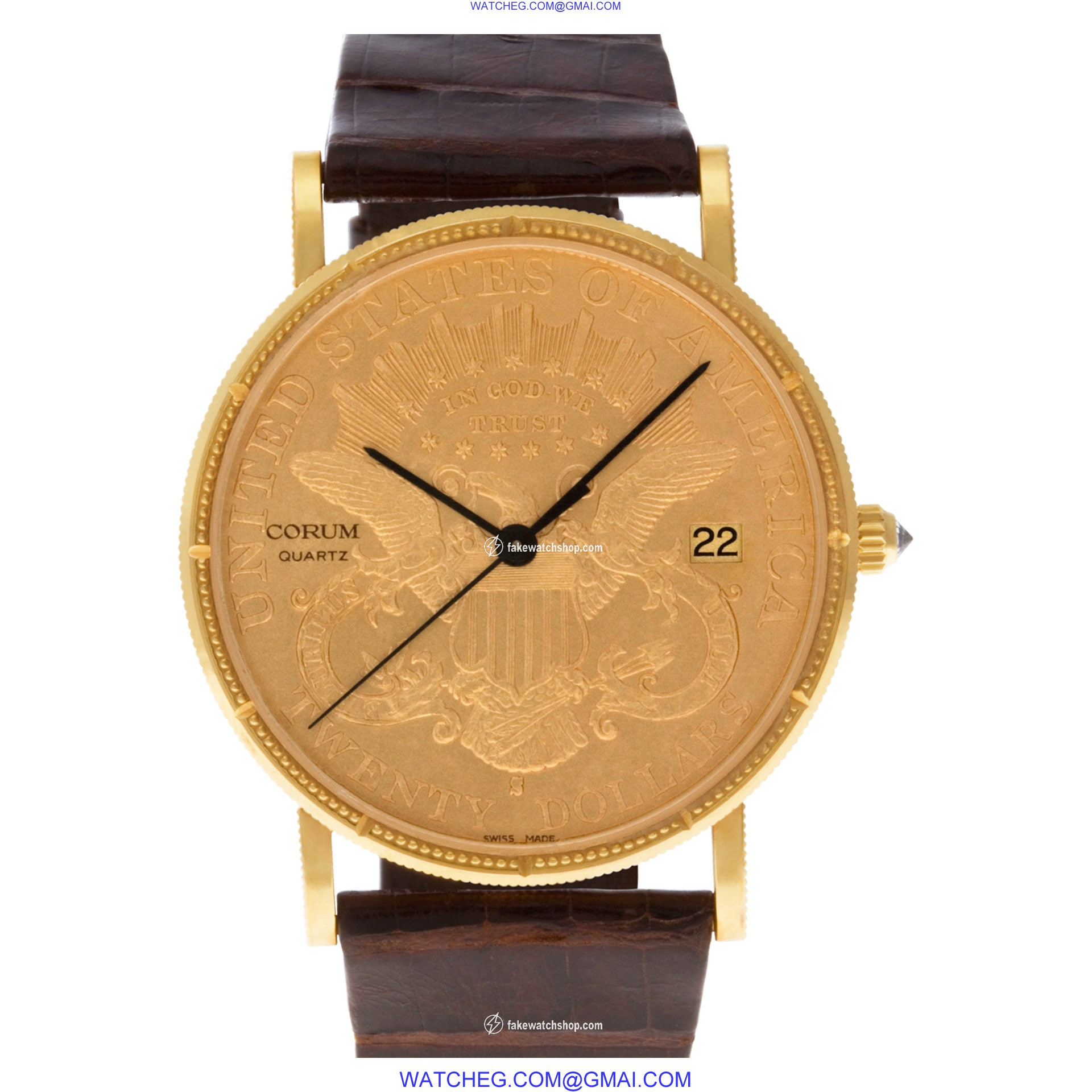 Corum 1894 $20 gold piece Quartz Male 18k yellow gold
