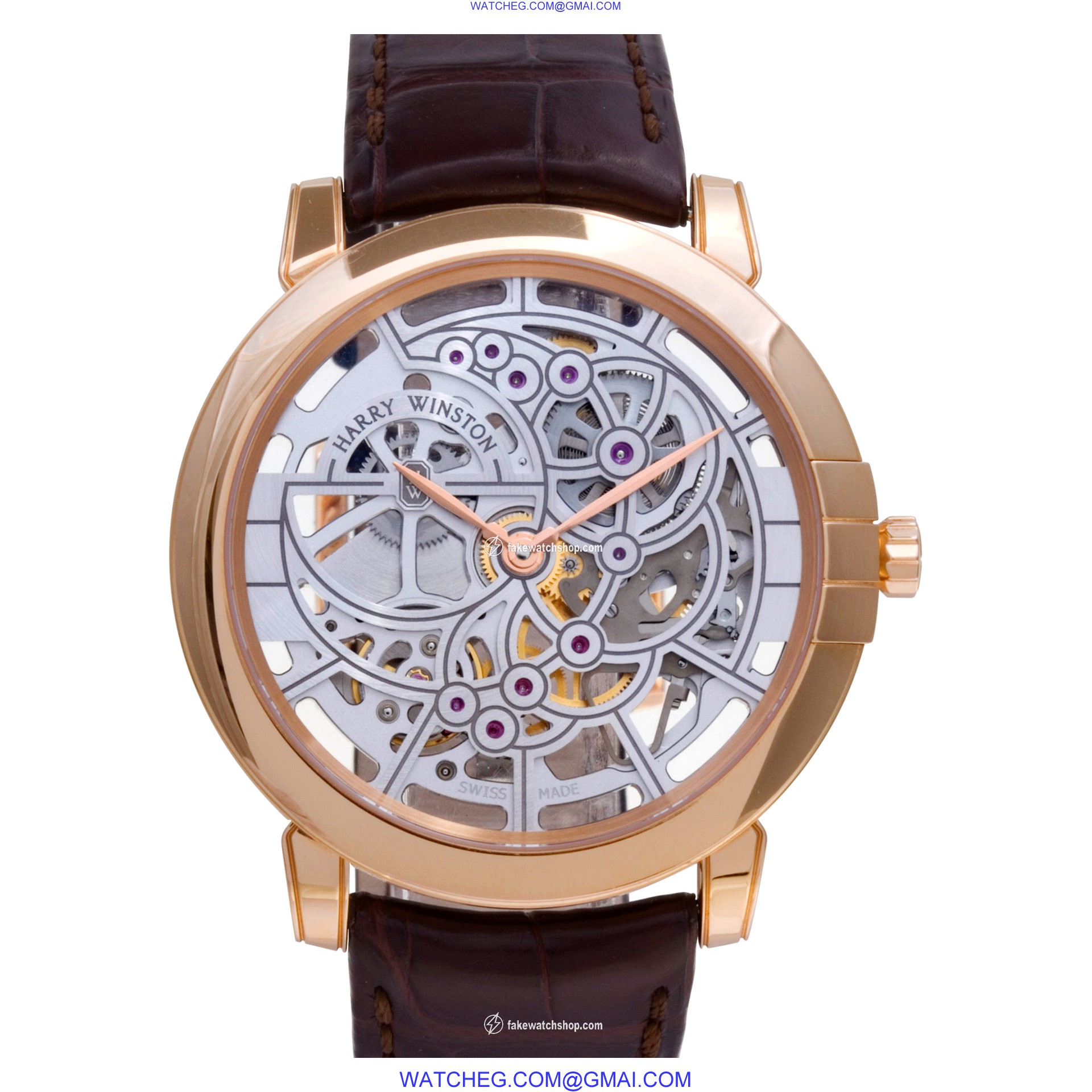 Harry Winston MIDAHM42RR01 Midnight Skeleton Automatic Male 18k rose gold