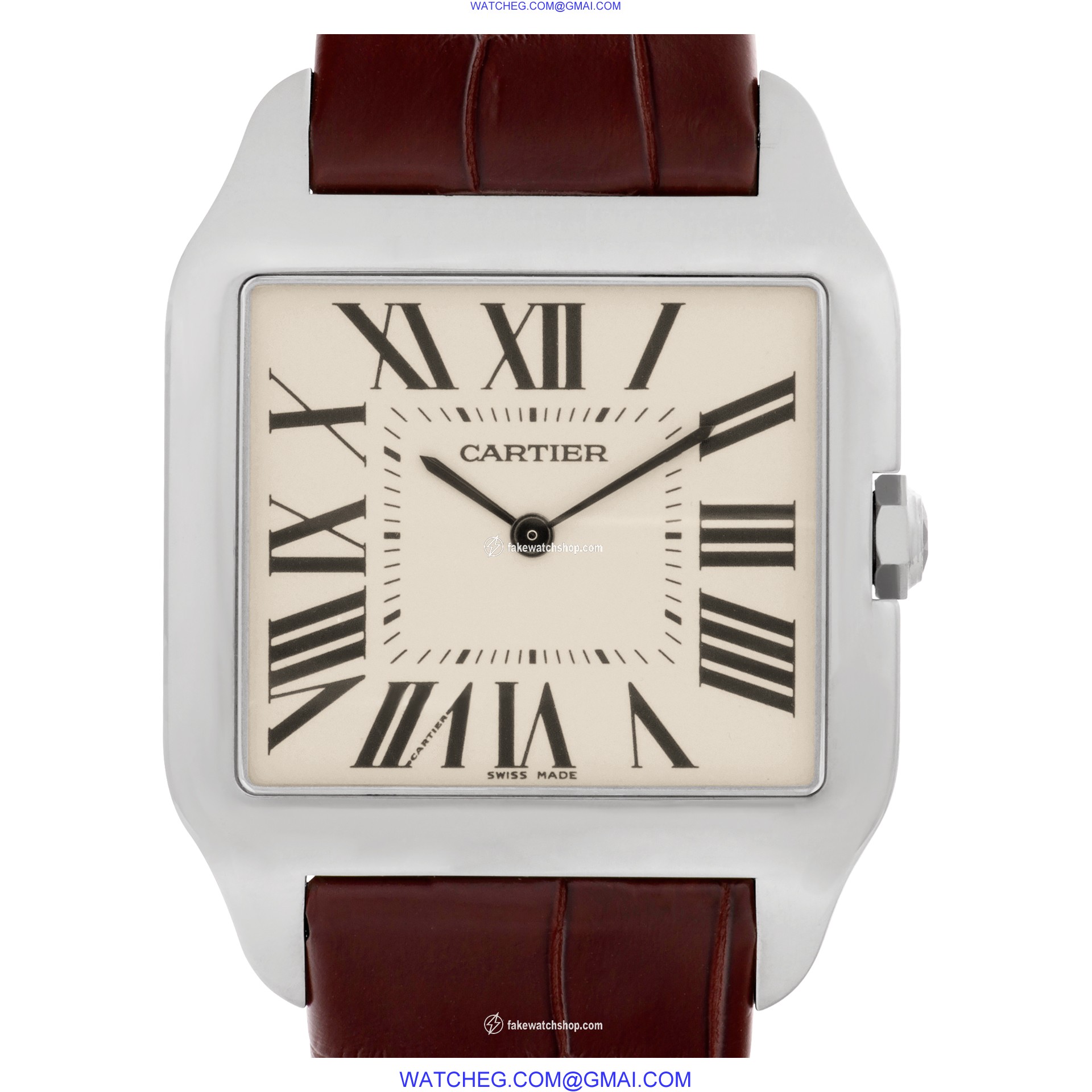 Cartier W2007051 Santos Dumont Manual Male 18k White Gold