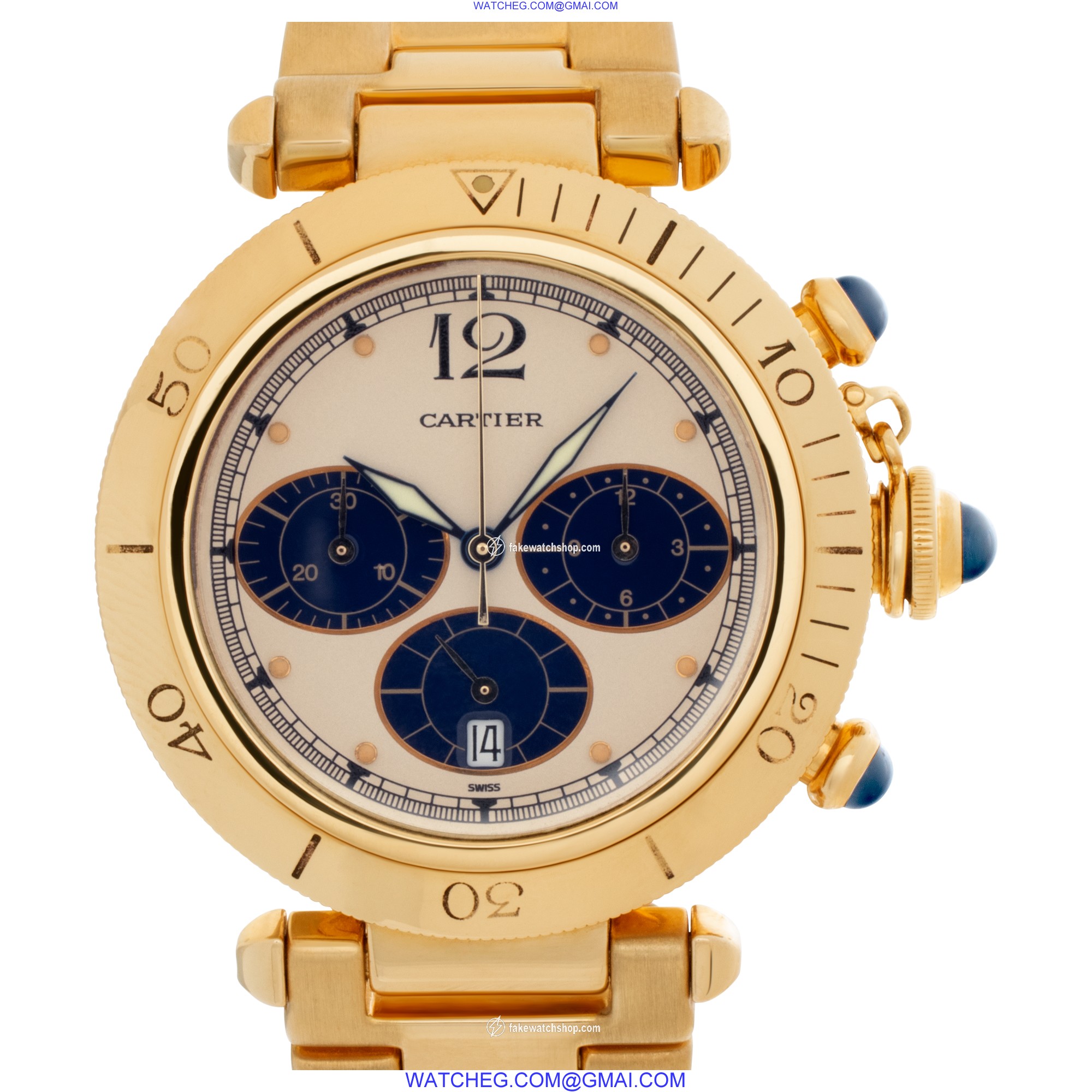 Cartier 30009 Pasha Chronograph Quartz Unisex 18k yellow gold