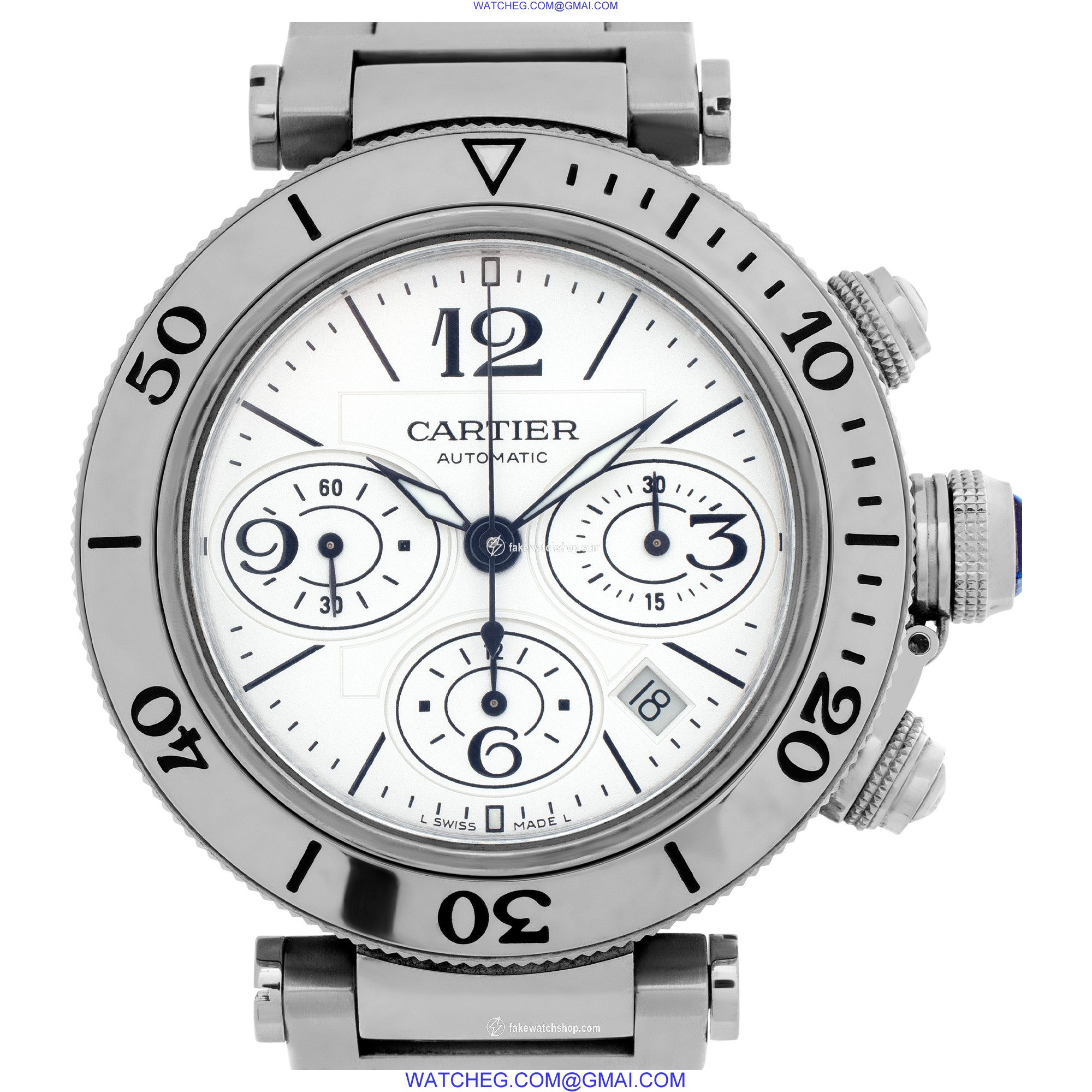Cartier W31089M7 Pasha Seatimer Chrono Automatic Male Stainless Steel