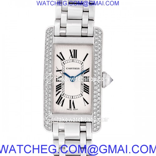 Cartier WB7018L1 Tank Americaine Quartz Female 18k White Gold 2