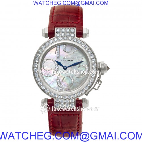 Cartier wj123221 Pasha 32 Quartz Female 18k White Gold 2