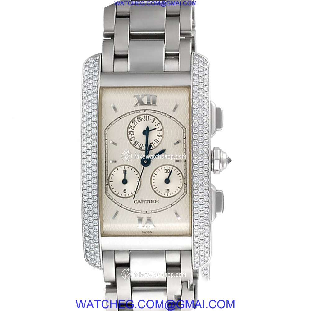 Cartier cc352173 Tank Americaine Quartz Male 18k White Gold 2