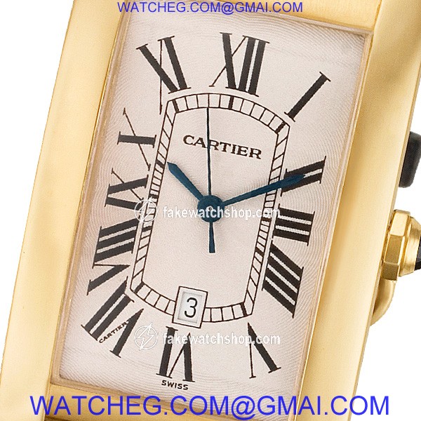 Cartier 1740 Tank American Automatic Male 18k yellow gold 2