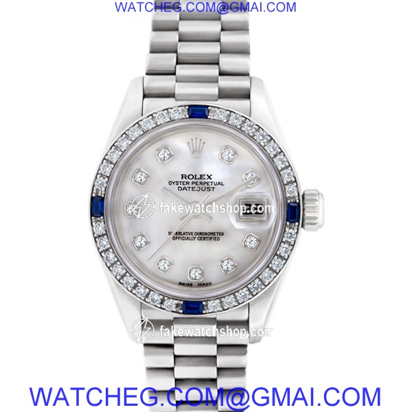 Rolex 69089 Datejust Automatic Female 18k White Gold 2