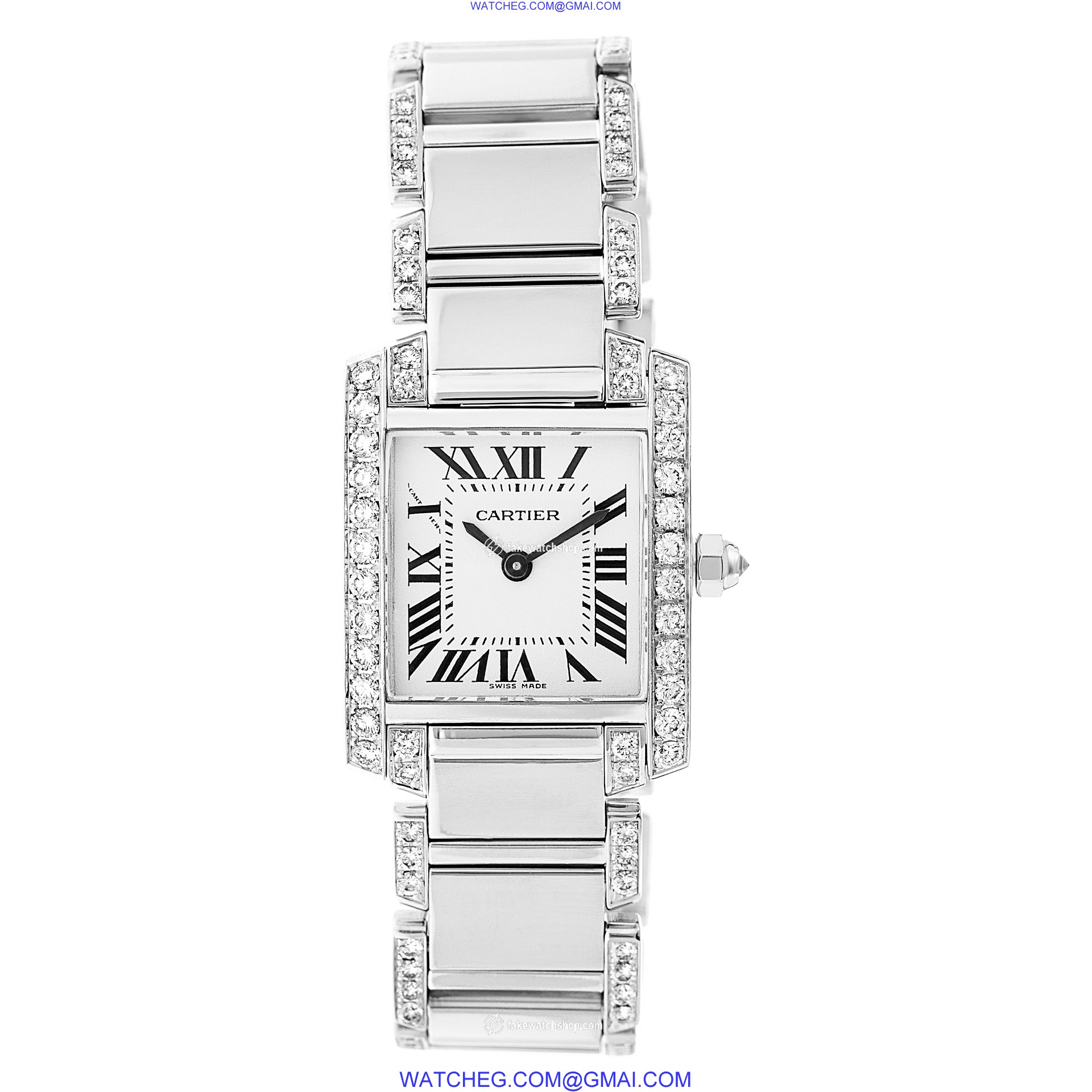 Cartier 2403 Tank Francaise Quartz Female 18k White Gold 2