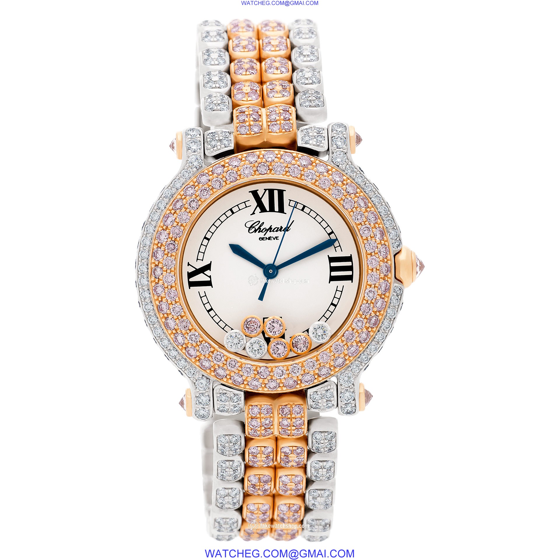 Chopard 27/6181-29 Happy Sport Quartz Female 18k White and Pink Gold 2