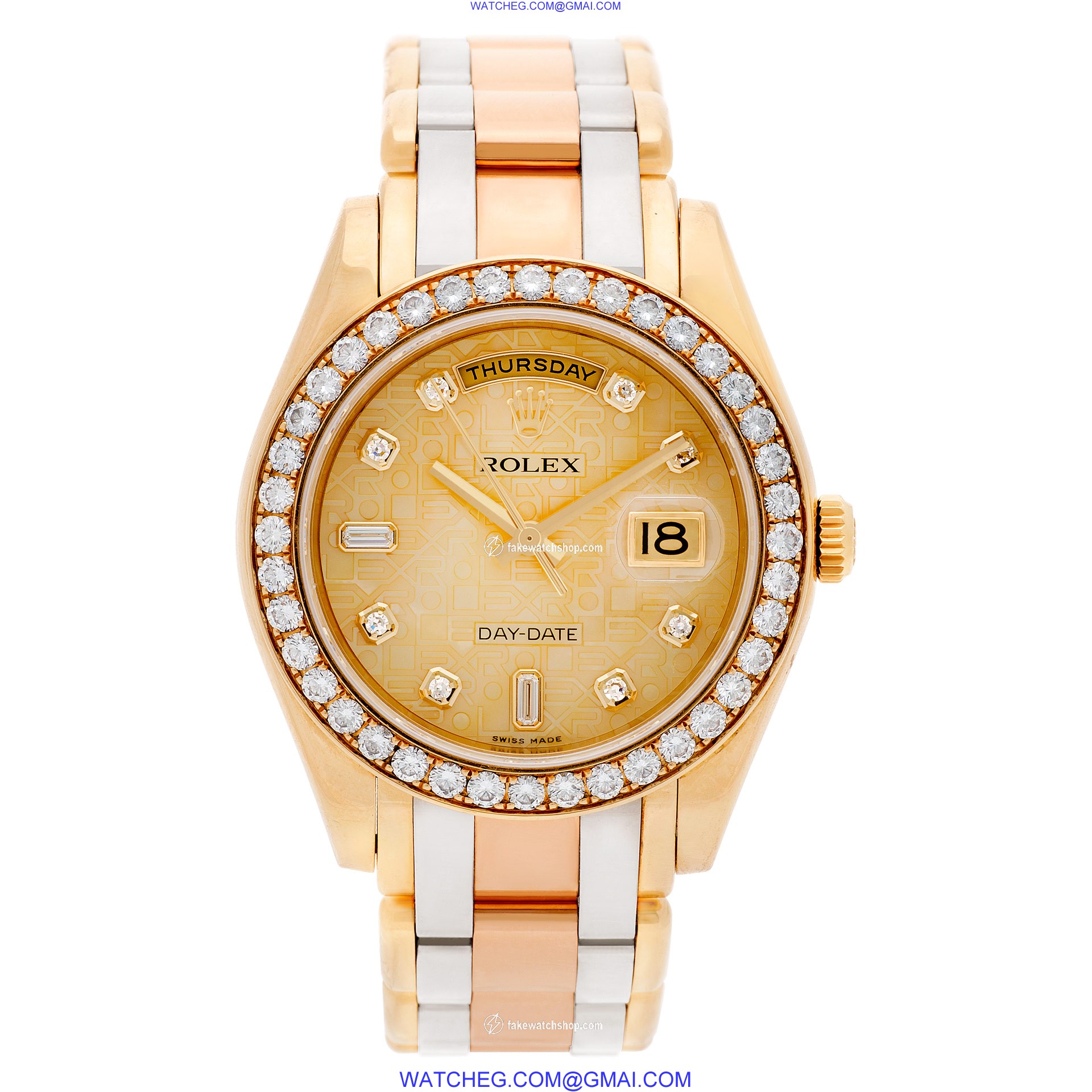 Rolex 18948 Masterpiece Automatic Male 18k White, Yellow & Pink Gold 2