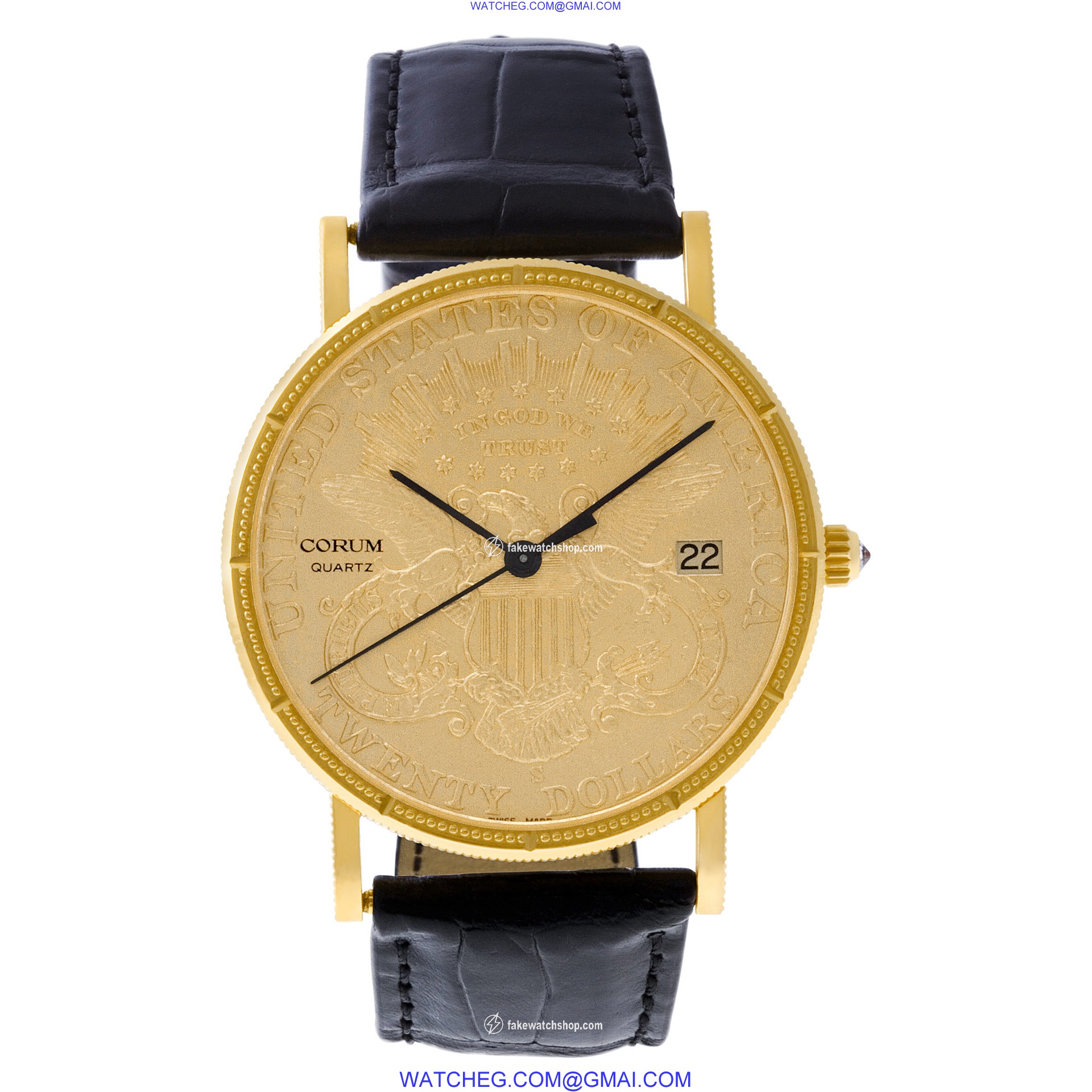 Corum 1902 $20 gold piece Quartz Male 18k yellow gold 2