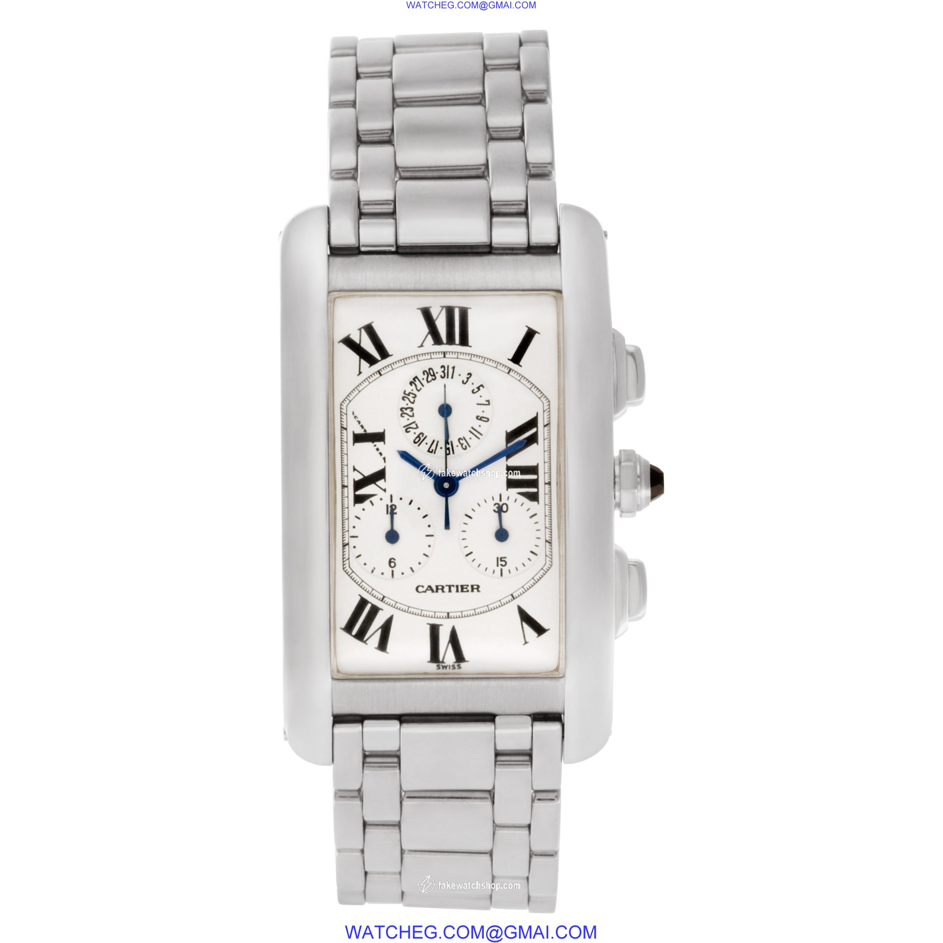 Cartier W26033L1 Tank Americaine Quartz Male 18k White Gold 2