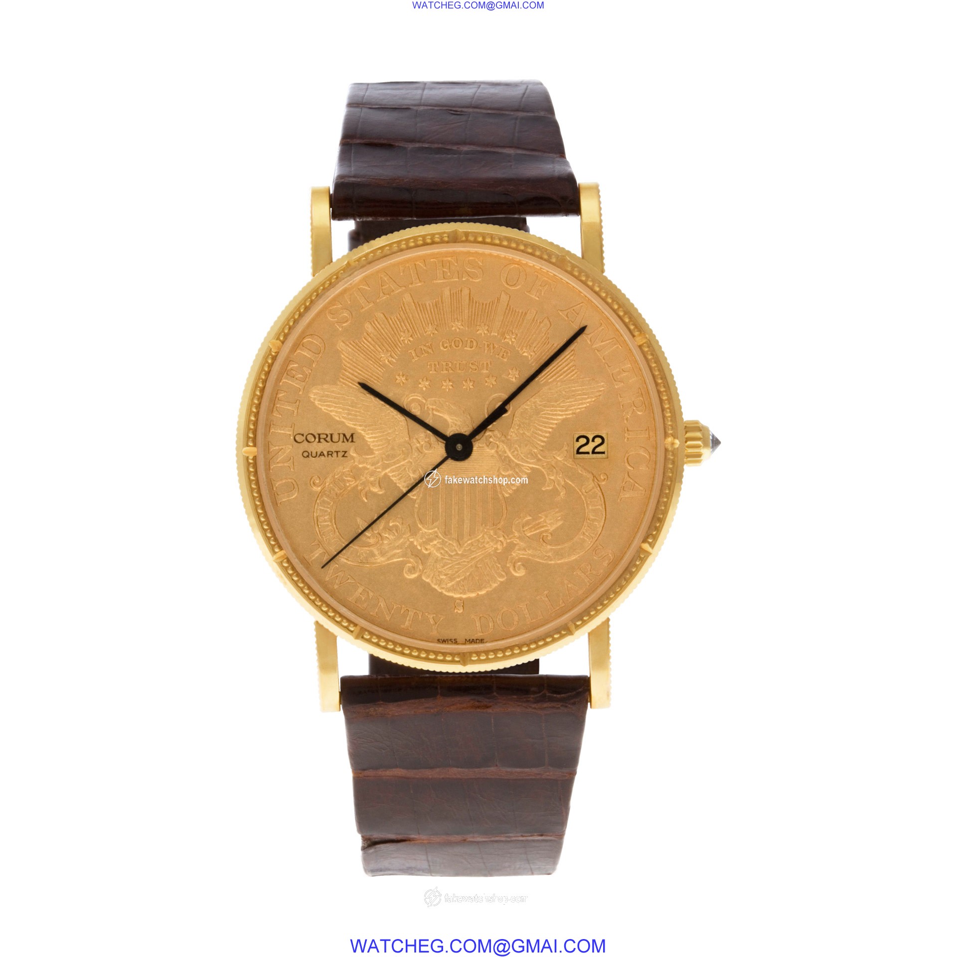 Corum 1894 $20 gold piece Quartz Male 18k yellow gold 2