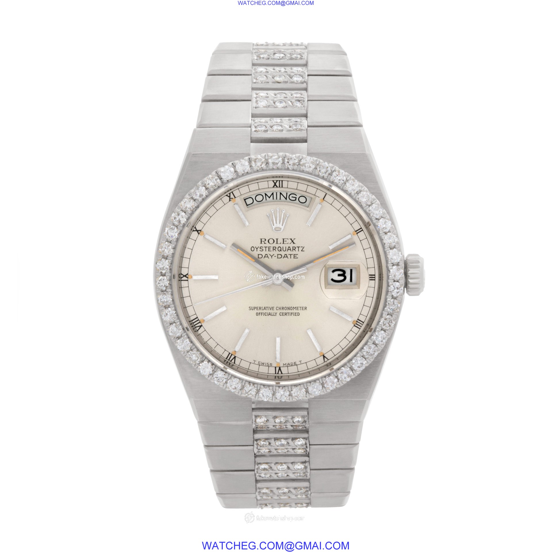 Rolex 19019 Oysterquartz Day Date Quartz Male 18k White Gold 2