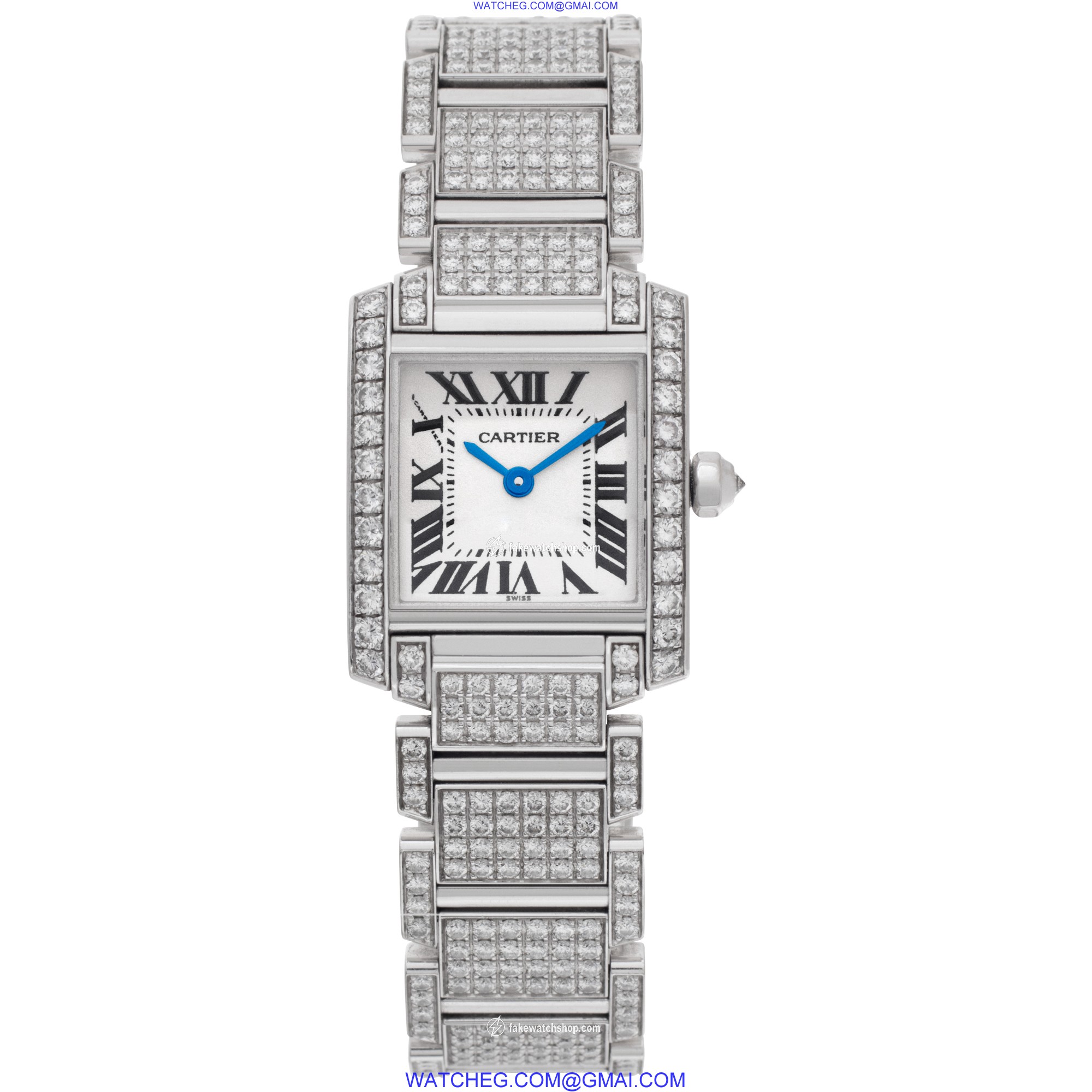 Cartier 2365 Tank Francaise Quartz Female 18k White Gold 2