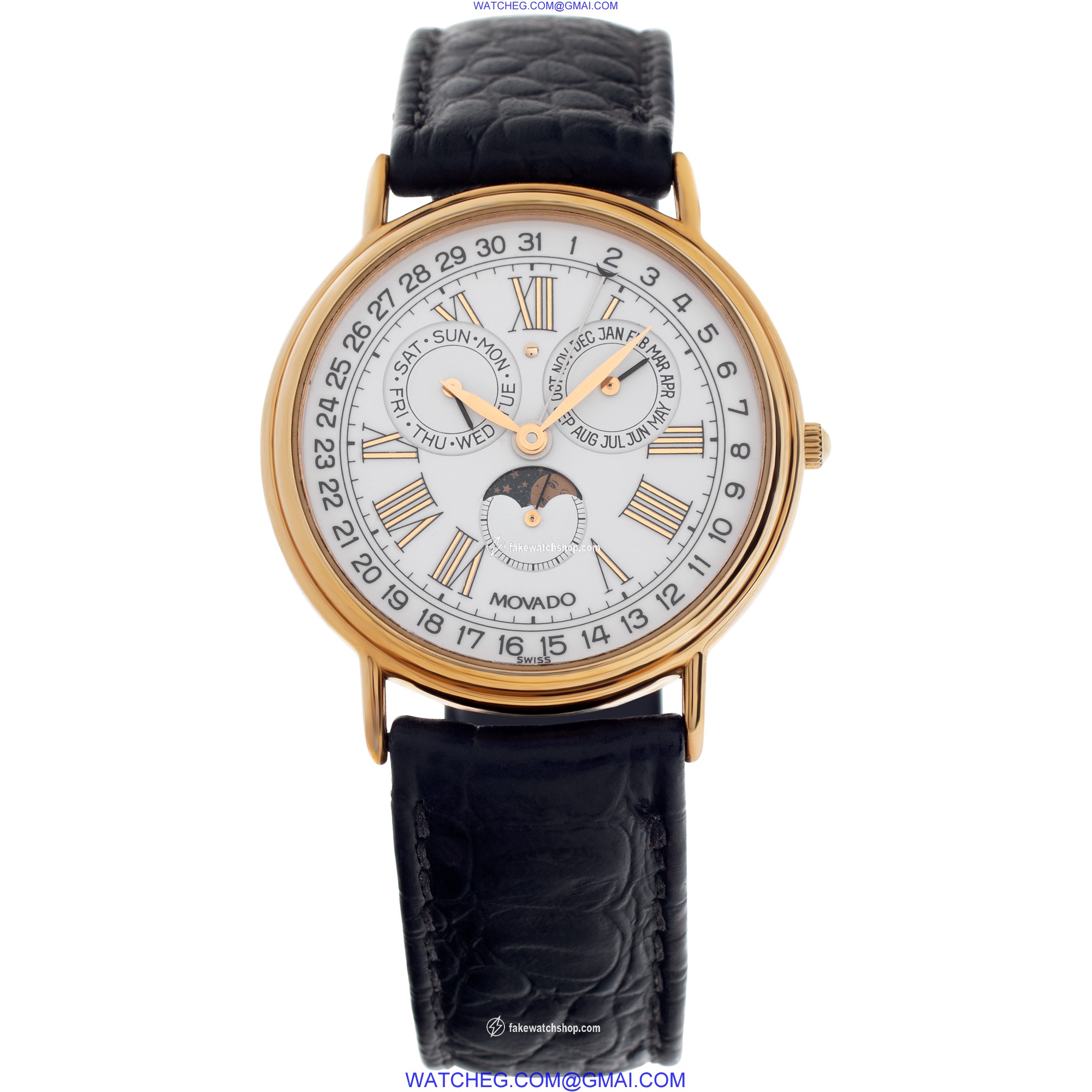 Movado 87-03-862 Annual Calendar Quartz Unisex Gold Fill 2