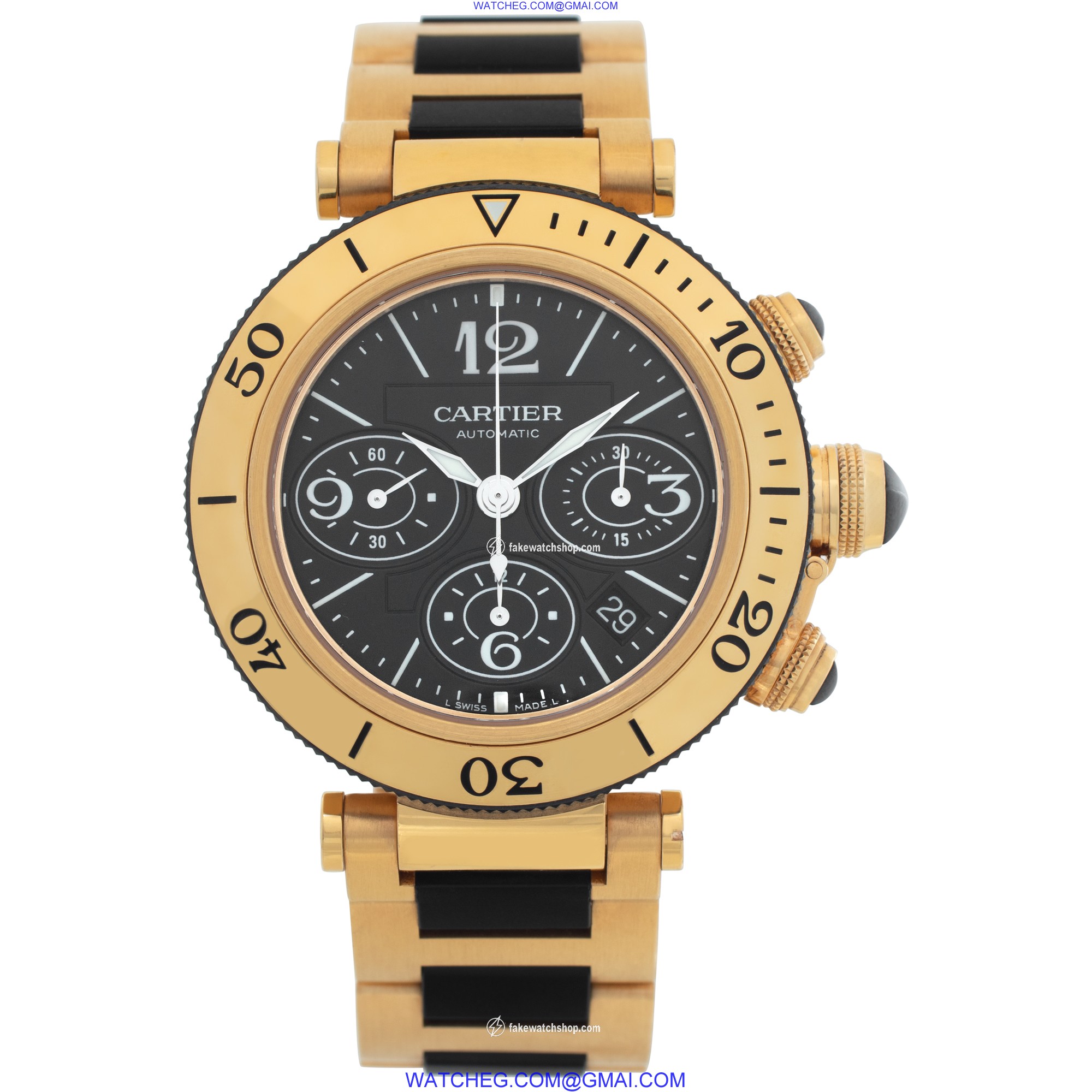 Cartier W301970M Pasha Seatimer Chrono Automatic Unisex 18k yellow gold 2