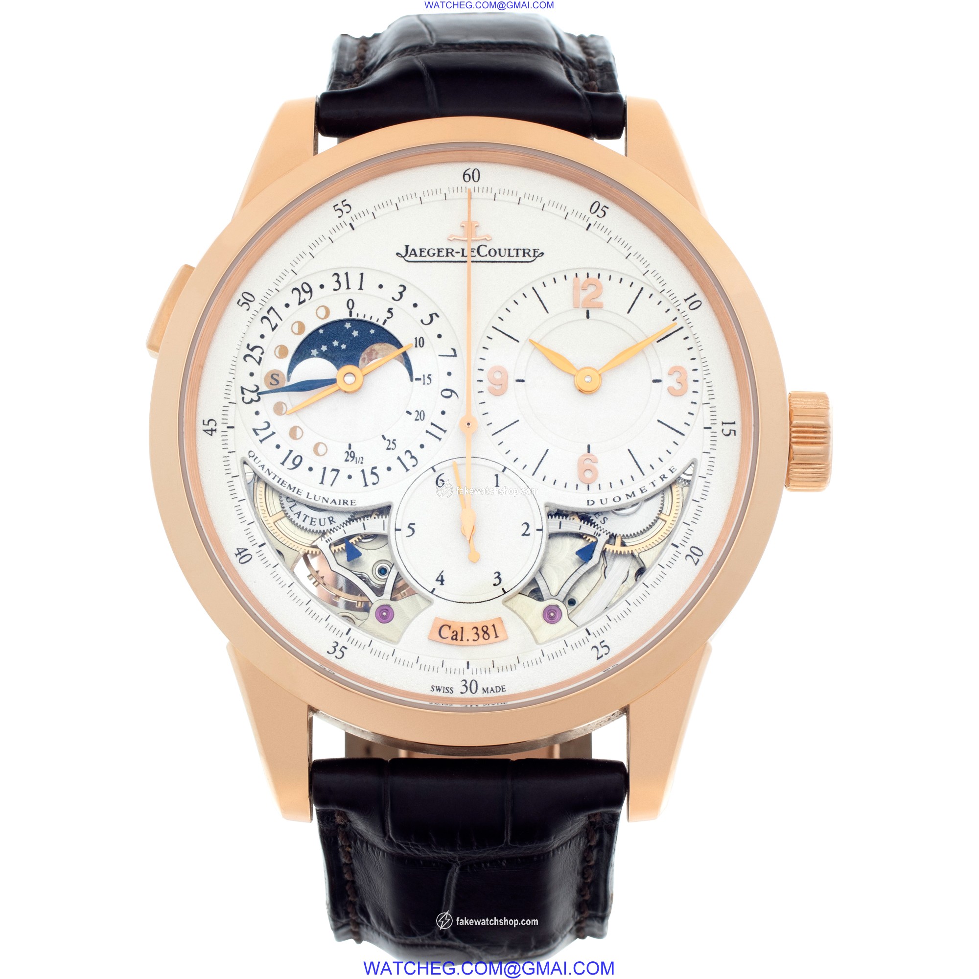 Jaeger LeCoultre 6042422 Quantieme Manual Male 18k rose gold 2