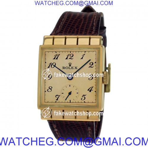 Rolex 3570 Square Manual Unisex 18k rose gold 3