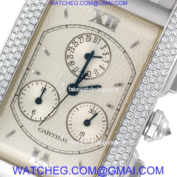 Cartier cc352173 Tank Americaine Quartz Male 18k White Gold 3