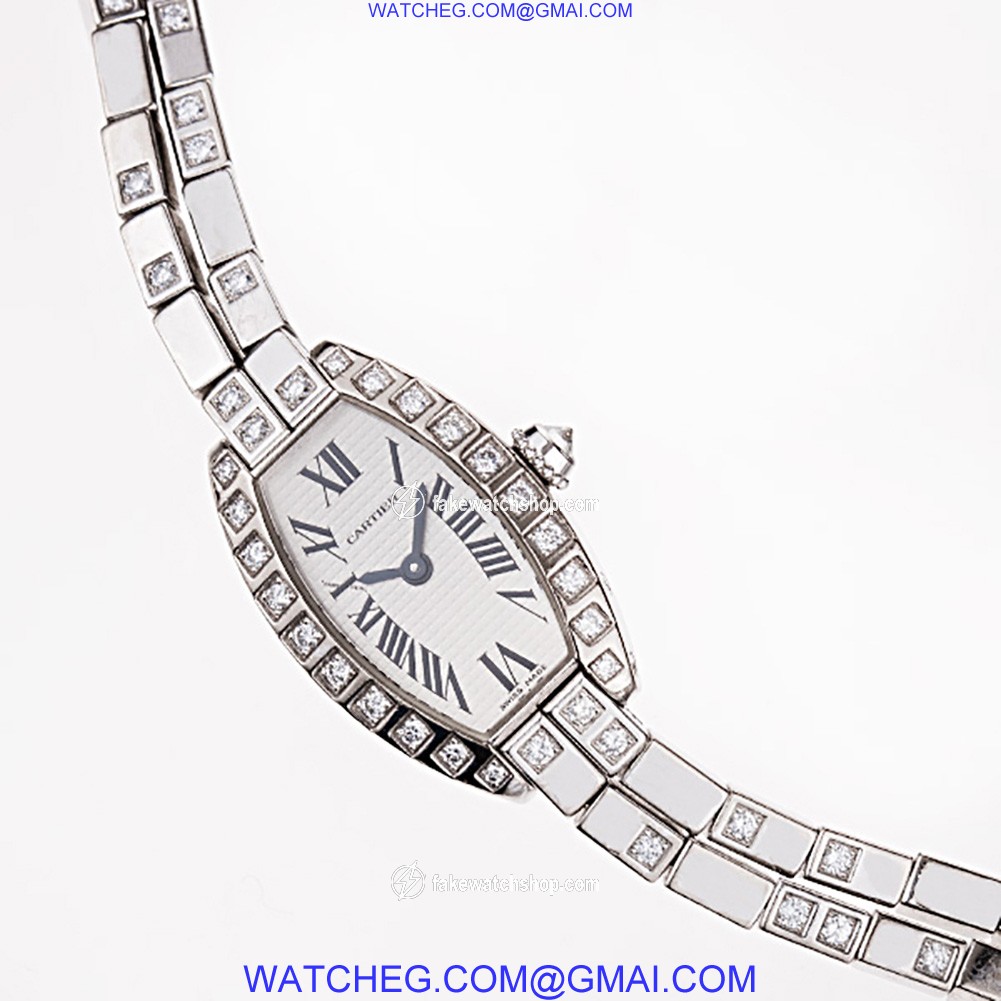 Cartier 47422 CE Tonneau Quartz Female 18k White Gold 3