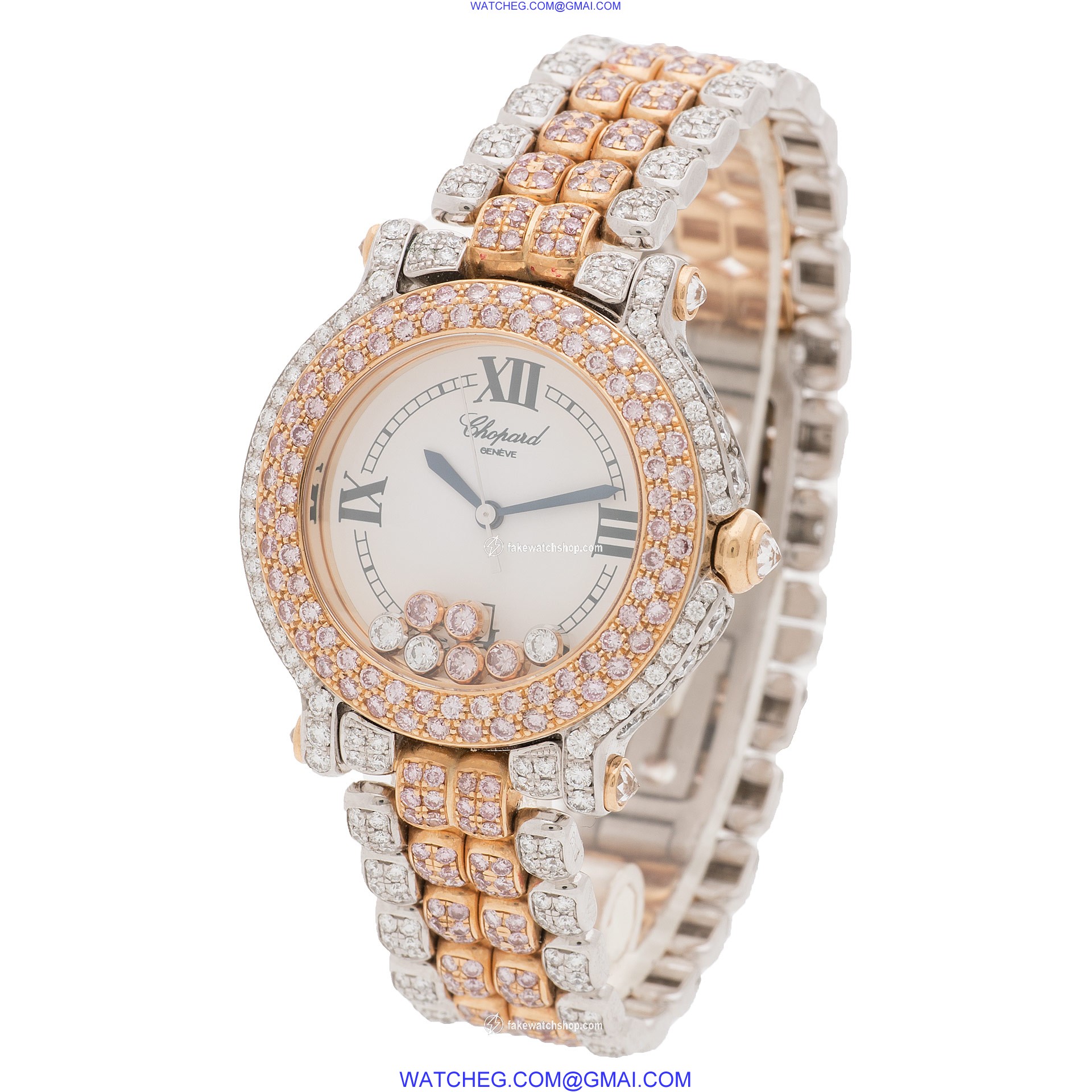 Chopard 27/6181-29 Happy Sport Quartz Female 18k White and Pink Gold 3