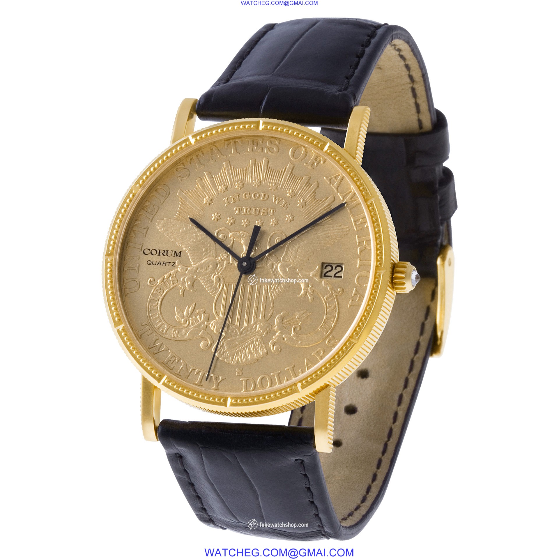 Corum 1902 $20 gold piece Quartz Male 18k yellow gold 3