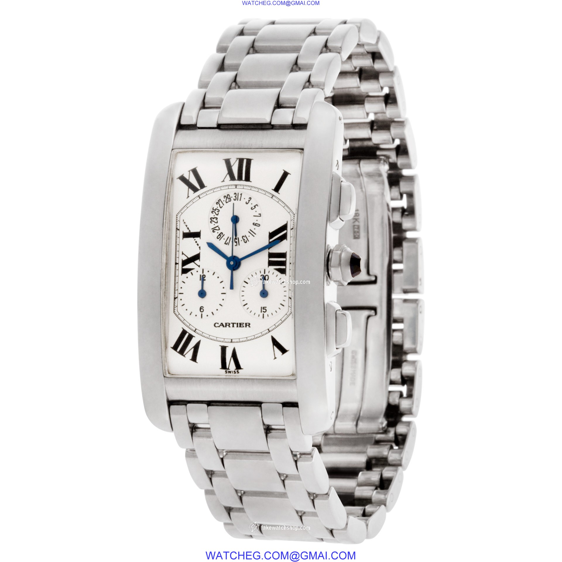 Cartier W26033L1 Tank Americaine Quartz Male 18k White Gold 3