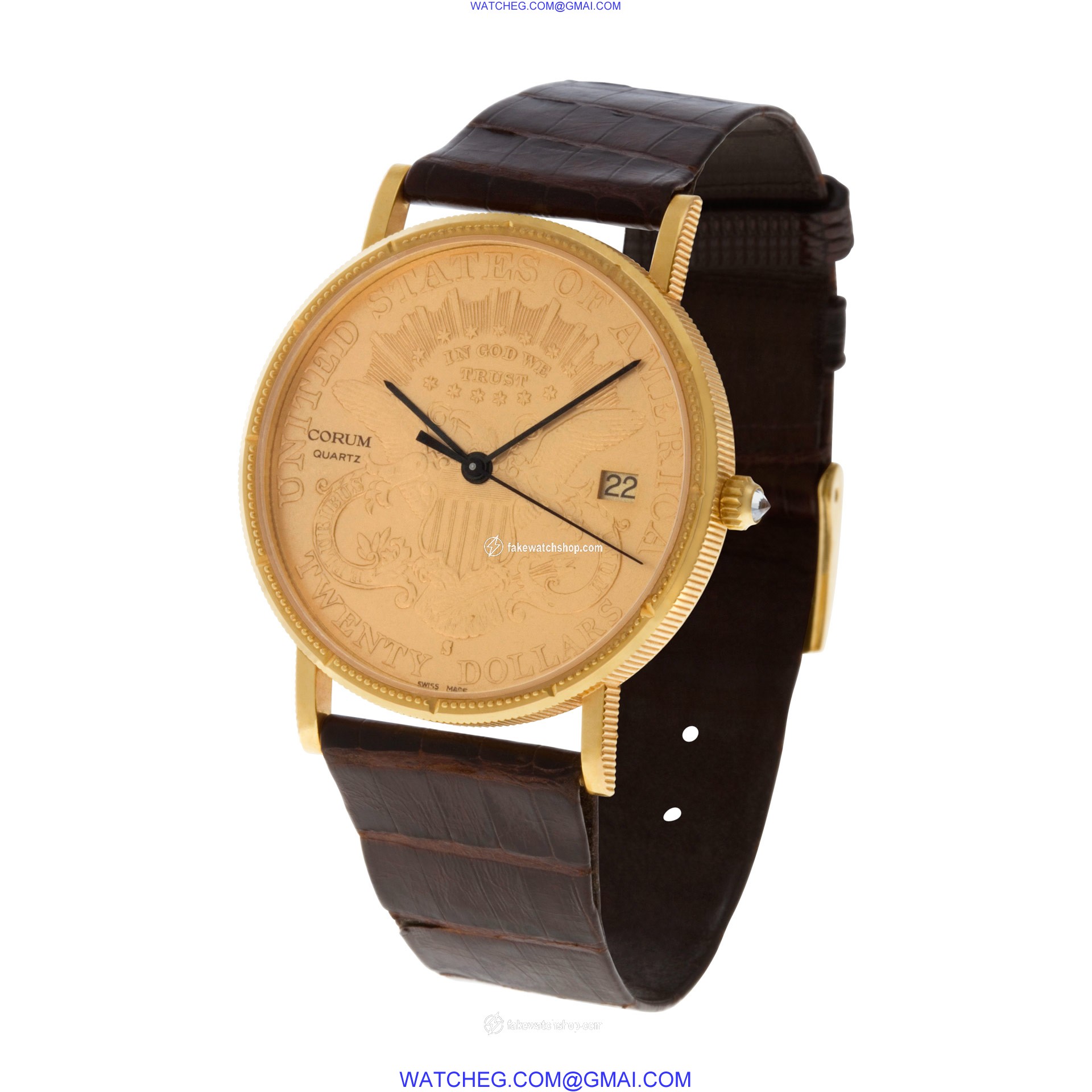 Corum 1894 $20 gold piece Quartz Male 18k yellow gold 3