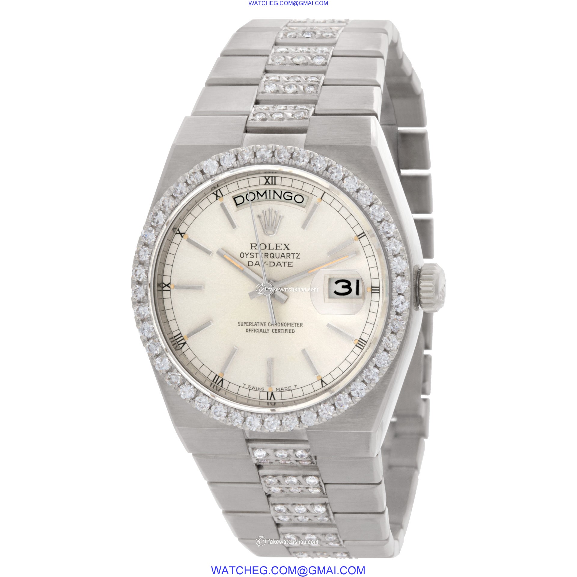 Rolex 19019 Oysterquartz Day Date Quartz Male 18k White Gold 3