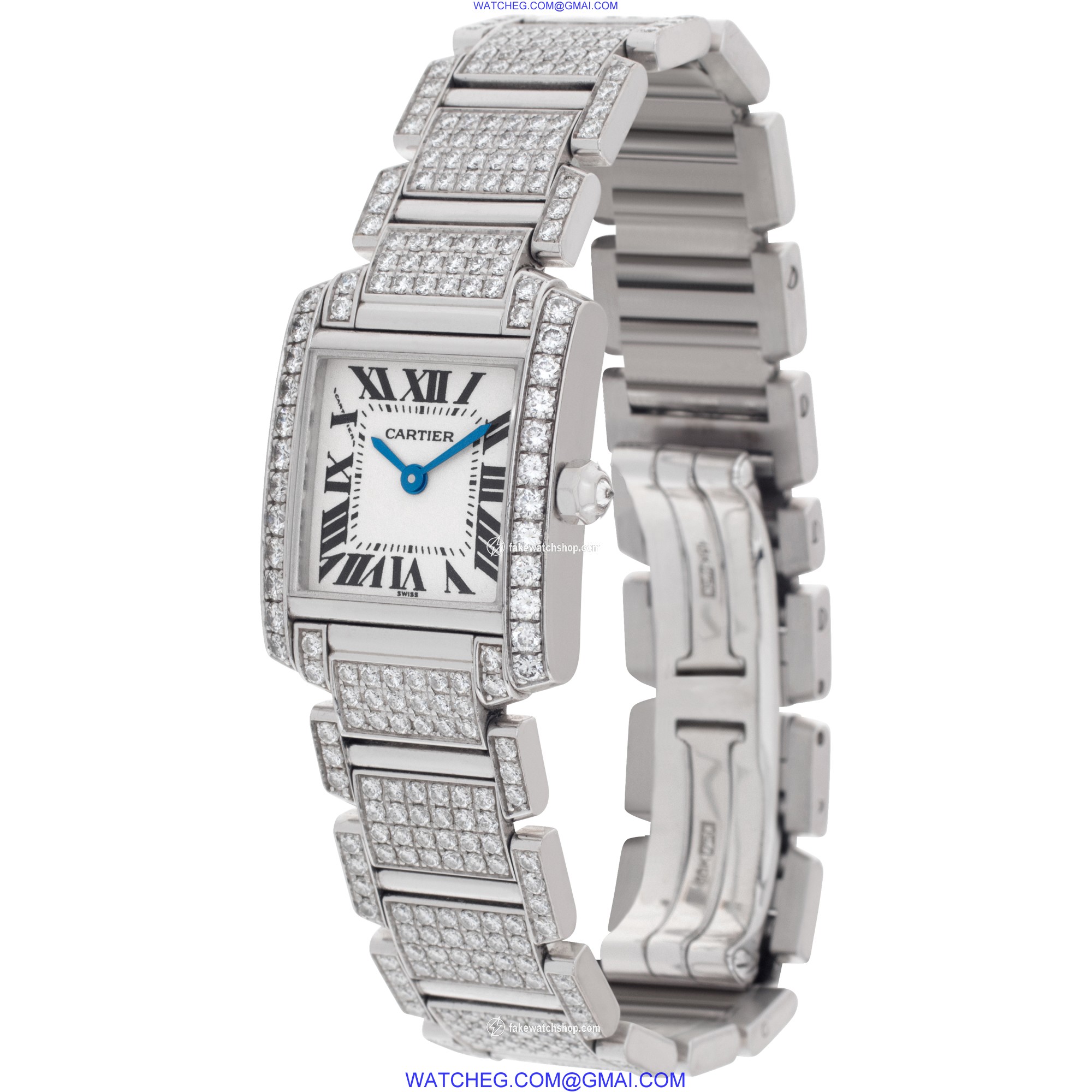 Cartier 2365 Tank Francaise Quartz Female 18k White Gold 3