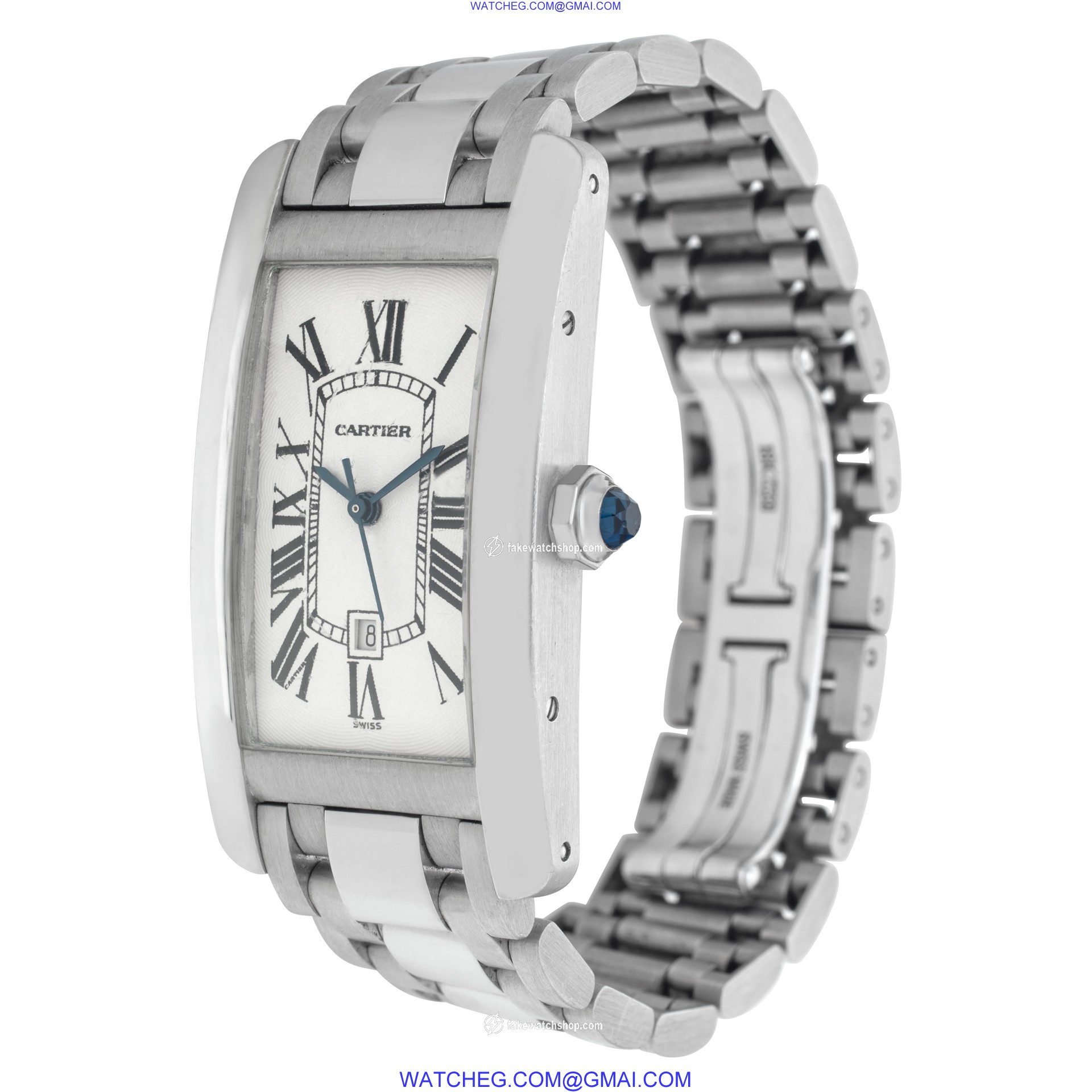 Cartier W26036L1 Tank Americaine Automatic Unisex 18k White Gold 3