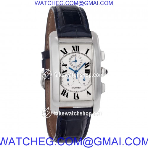 Cartier 2312 Tank Americaine Quartz Unisex 18k White Gold 4